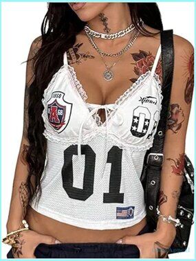 Women's Lace Camisole Crop Top Y2K Streetwear Rave Concert